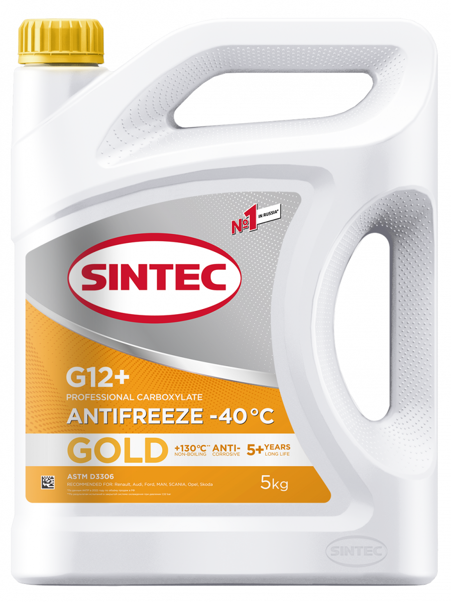 Антифриз Sintec Gold желтый G12 (-40) 5кг