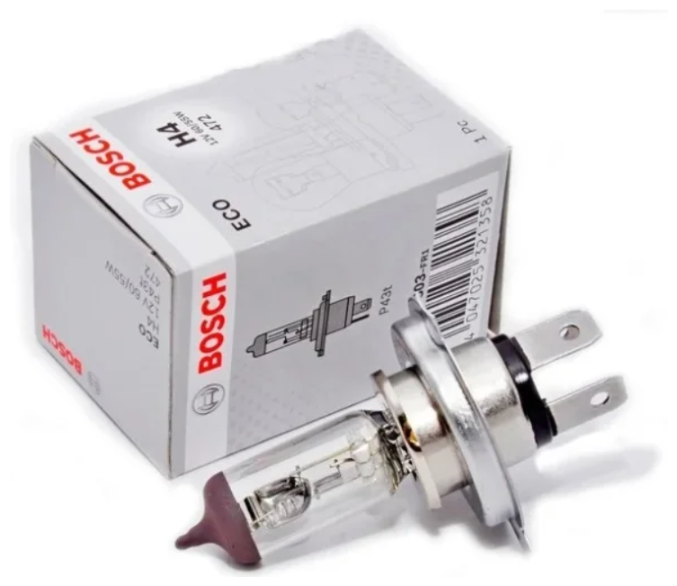 Bosch Лампа накаливания H4 (P43t) 12V 60/55W ECO 1987302803 EAN: 4047025321358