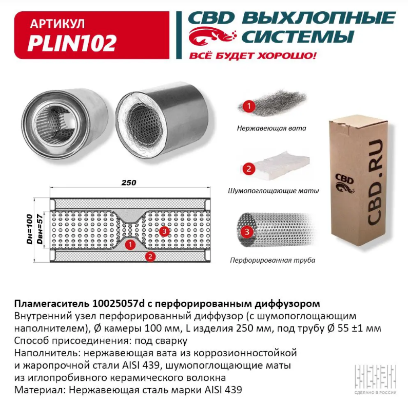 CBD Пламегаситель с перфорированным диффузором PLIN102 