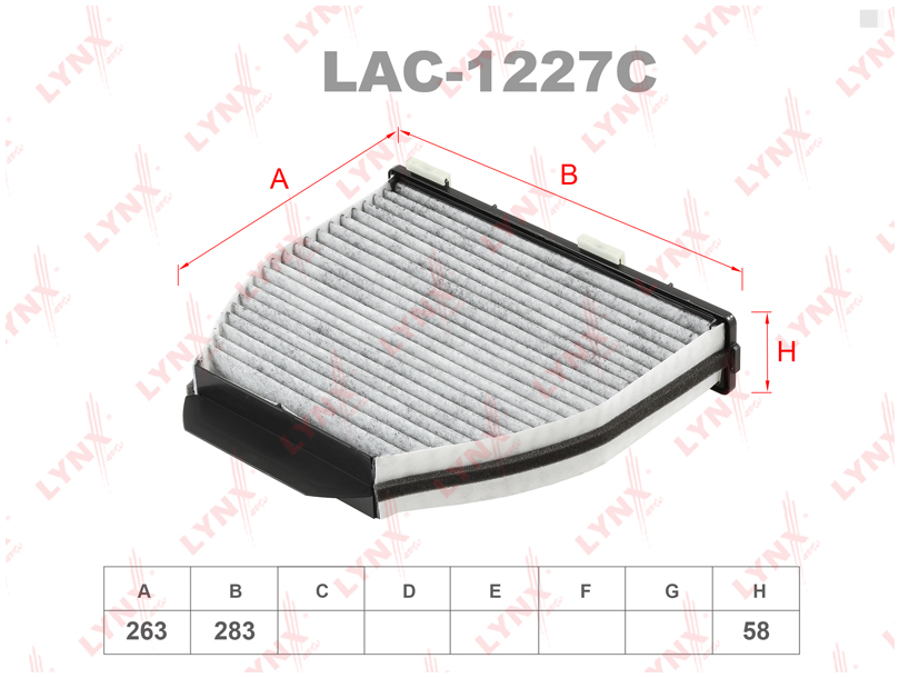 LynxAuto Фильтр салонный угольный Mercedes Benz C CLS E GLK M SL  OE: 2048300018 EAN: 4905601085813 LAC1227C 