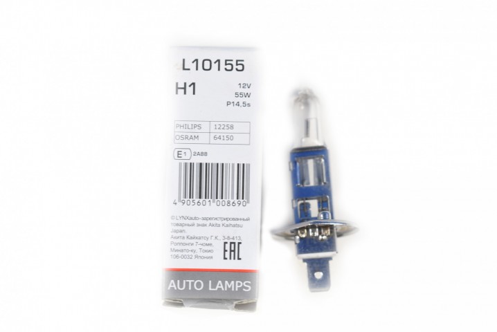 LYNXAUTO Лампа накаливания H1 12V 55W P14.5S  OE:64150 L10155
