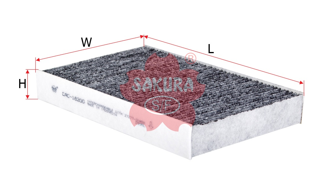 Sakura Фильтр салонный угольный NISSAN JUKE 1.6 2010 - RENAULT FLUENCE 1.6 2010 - NISSAN TIIDA 1.6 2012 CAC18200 OE: 272771KA0A EAN: 8997879048658