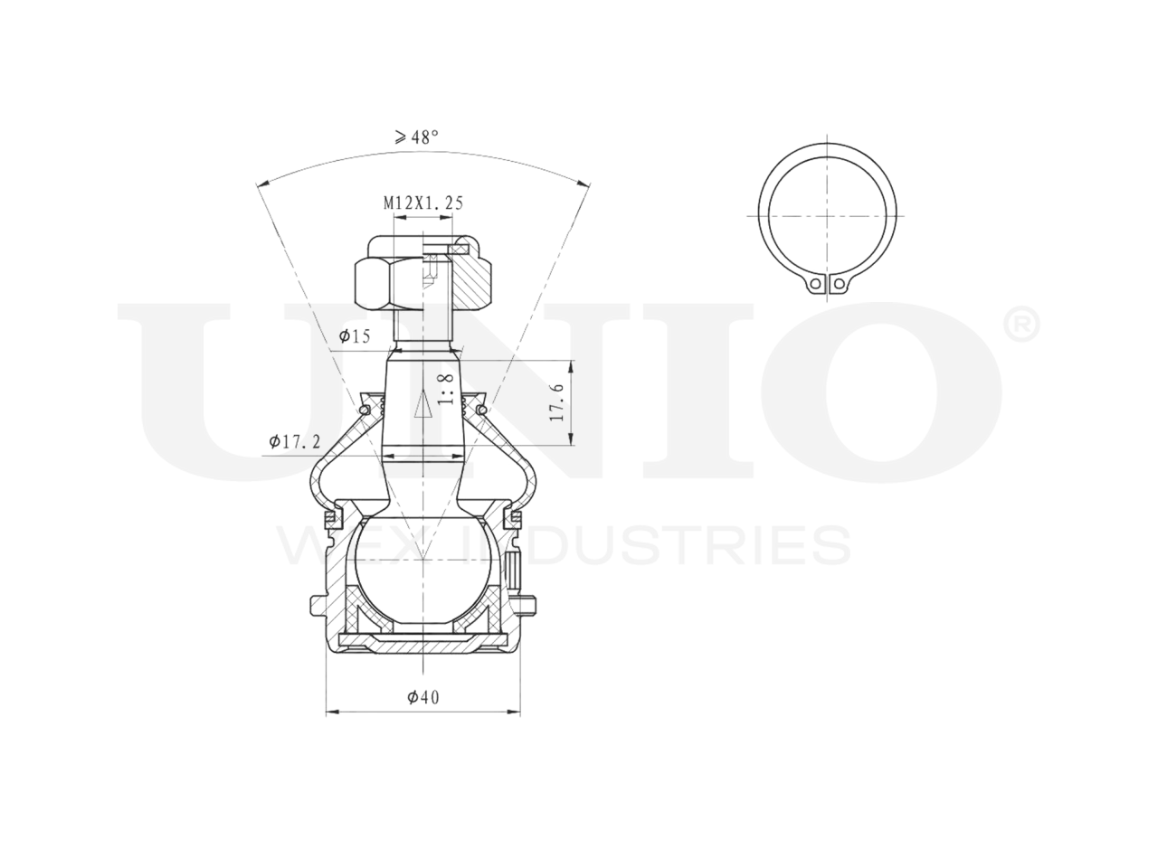 UNIO Опора шаровая HYUNDAI/KIA ACCENT/GETZ 00- нижн.лев./прав. SSP20057 OE:5450322000 EAN:4657808262794